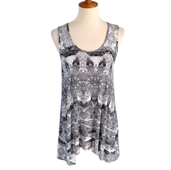 WESTON WEAR x ANTHRO Asymmetric Tunic Tank Top Black Ivory L - Picture 1 of 8